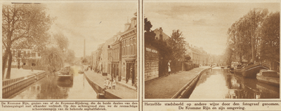 870594 Collage van 2 foto's betreffende de Kromme Rijn in de omgeving van de Krommerijnbrug te Utrecht.